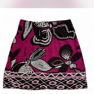 BCX Black and Pink Floral A-Line Skirt